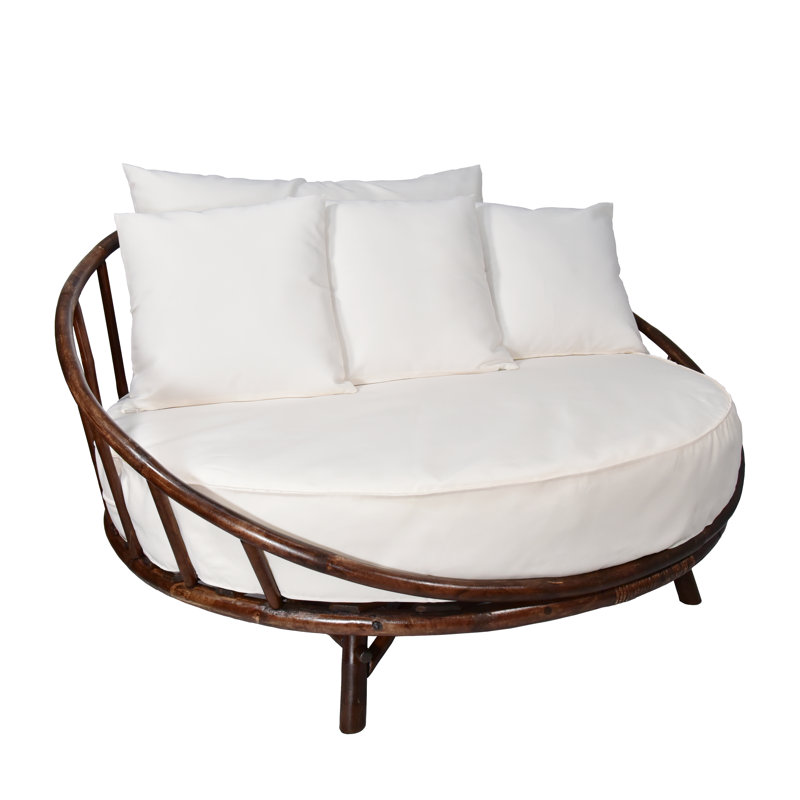 Bay Isle Home Bamboo Round Daybed Outdoor Indoor Large Accent Sofa Chair Lawn Pool Garden
